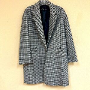 ZARA womans Houndstooth plaid oversized jacket size S